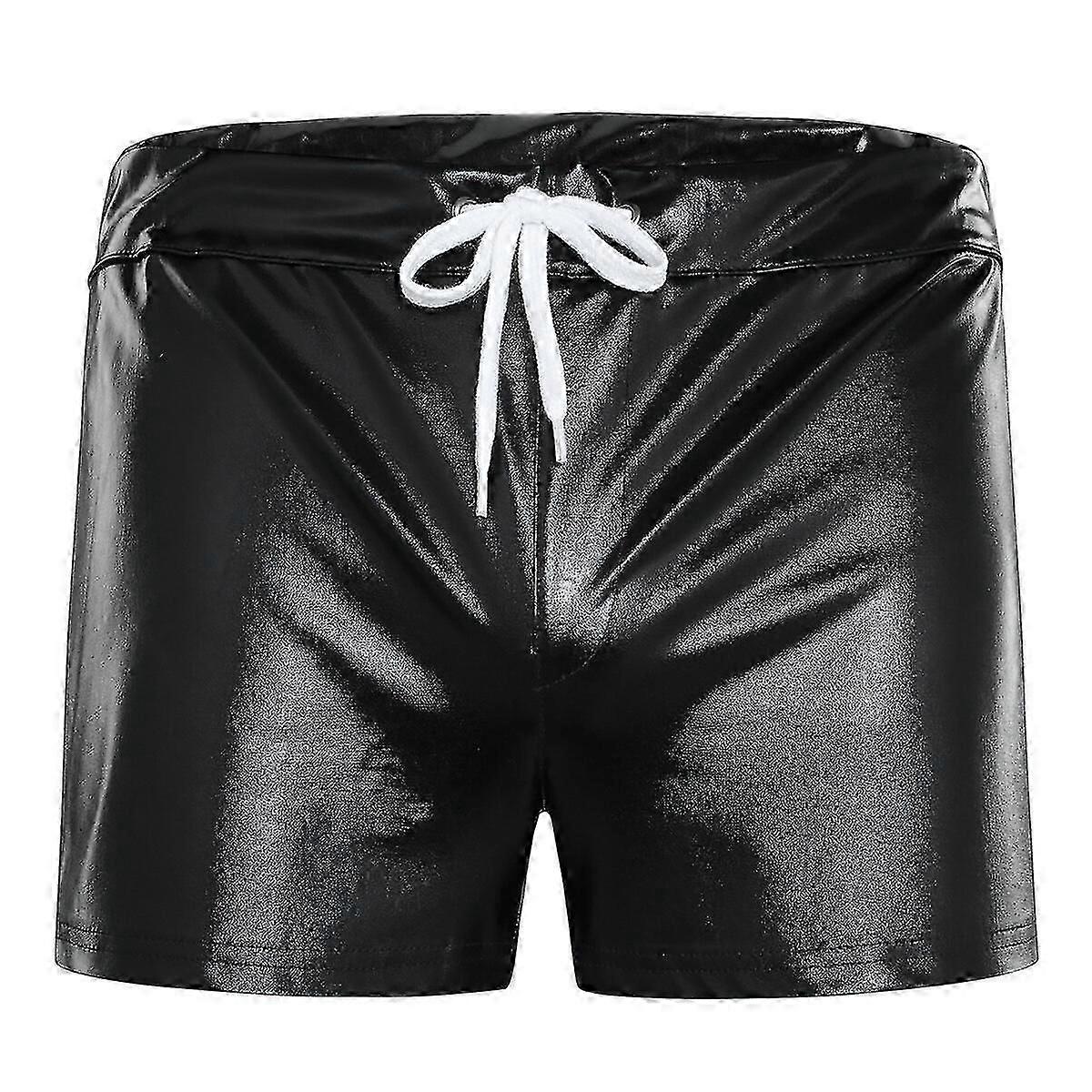 Mens Shiny Leather Shorts