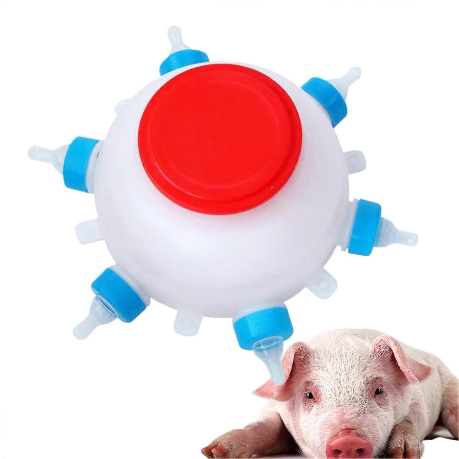 Lamb Milk Feeder 2.5L with 6 Pacifiers - Reusable Goat Milk Dispenser for Farm Animals, Practical Milk Feeding Tool