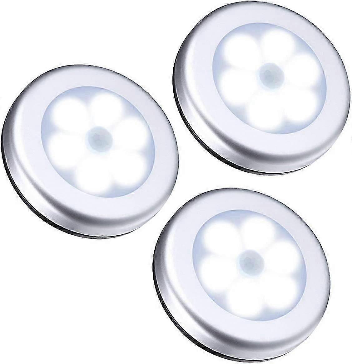 3Pcs Wireless PIR Outdoor/Indoor Light Security Sensor Automatic Motion Detector Night Light, 6 LED