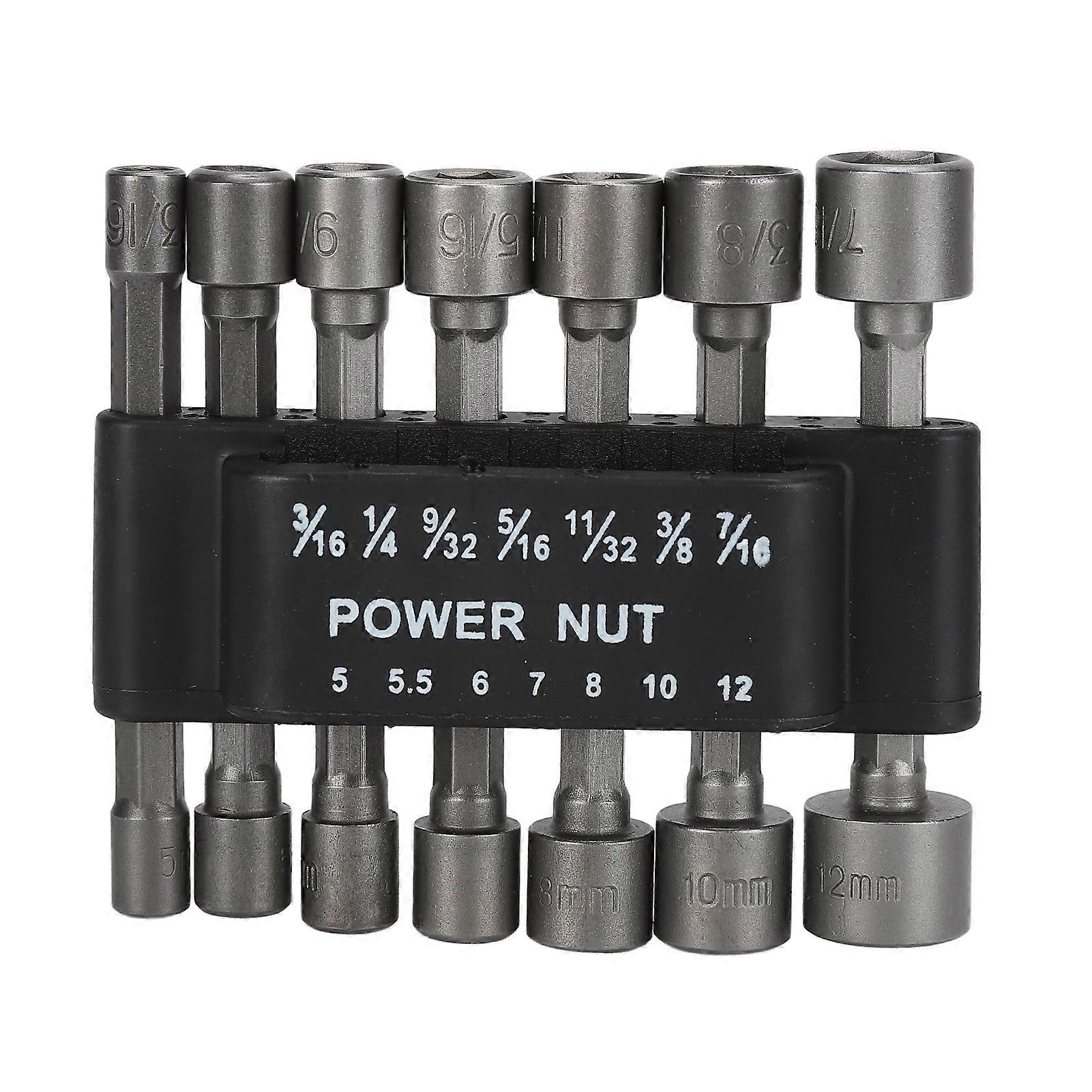 14Pcs Nuts Driver Drill Bit Chrome Vanadium Steel ABS Hex Power Socket with Storage Base