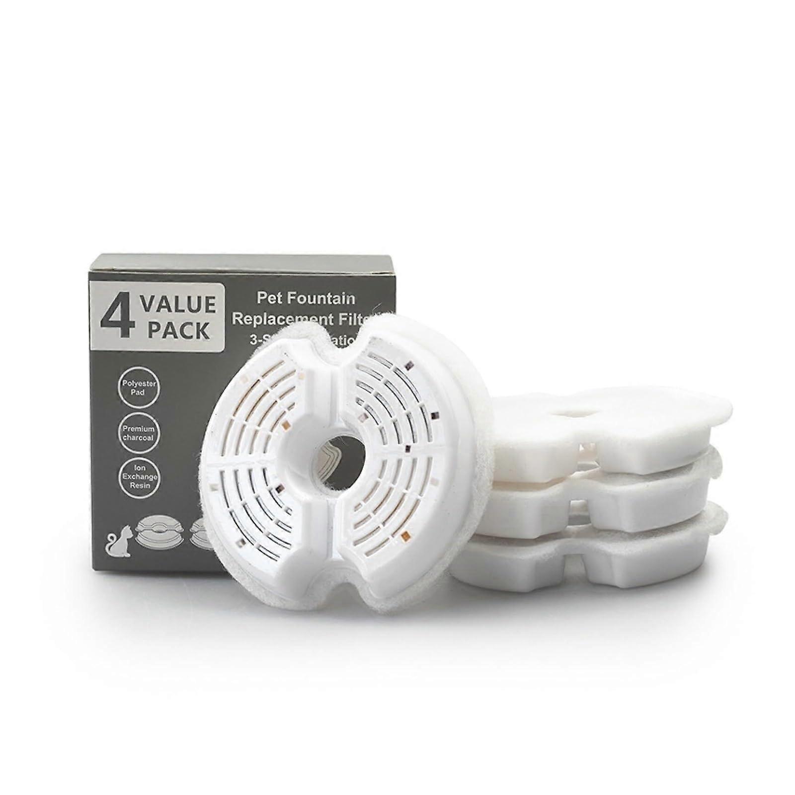 Replacement filters for cat water fountains – 4pack, multilayer filtration with activated carbon (notched cartridge)