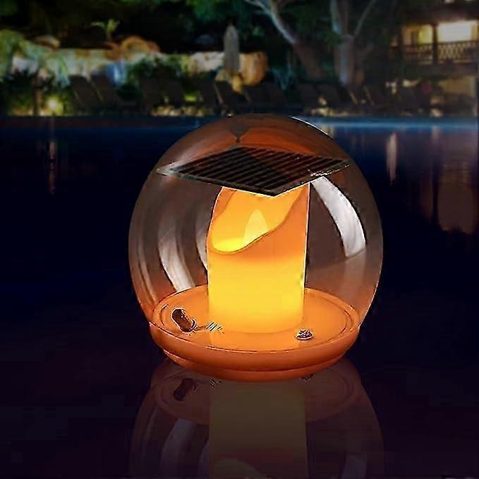 éclairage d’étang Lampes chauffe-plat LED flottantes solaires avec télécommande, éclairage solaire extérieur Bougies LED Flamme vacillante en verre Lampes solaires Decora