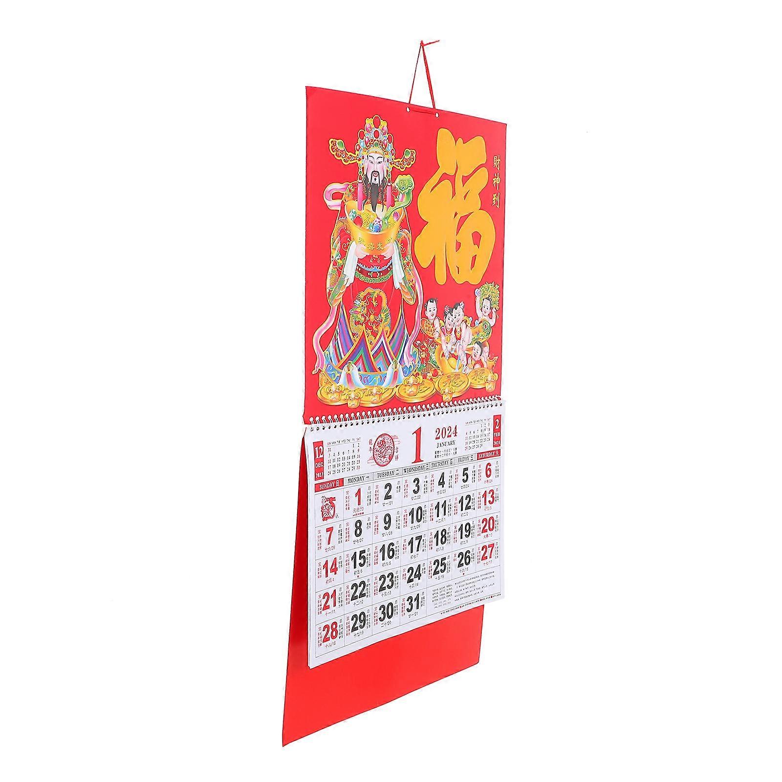 Delicate Hanging calendar with Premium Printing and Lunar Dates for Home Use Multi Color 12 Months