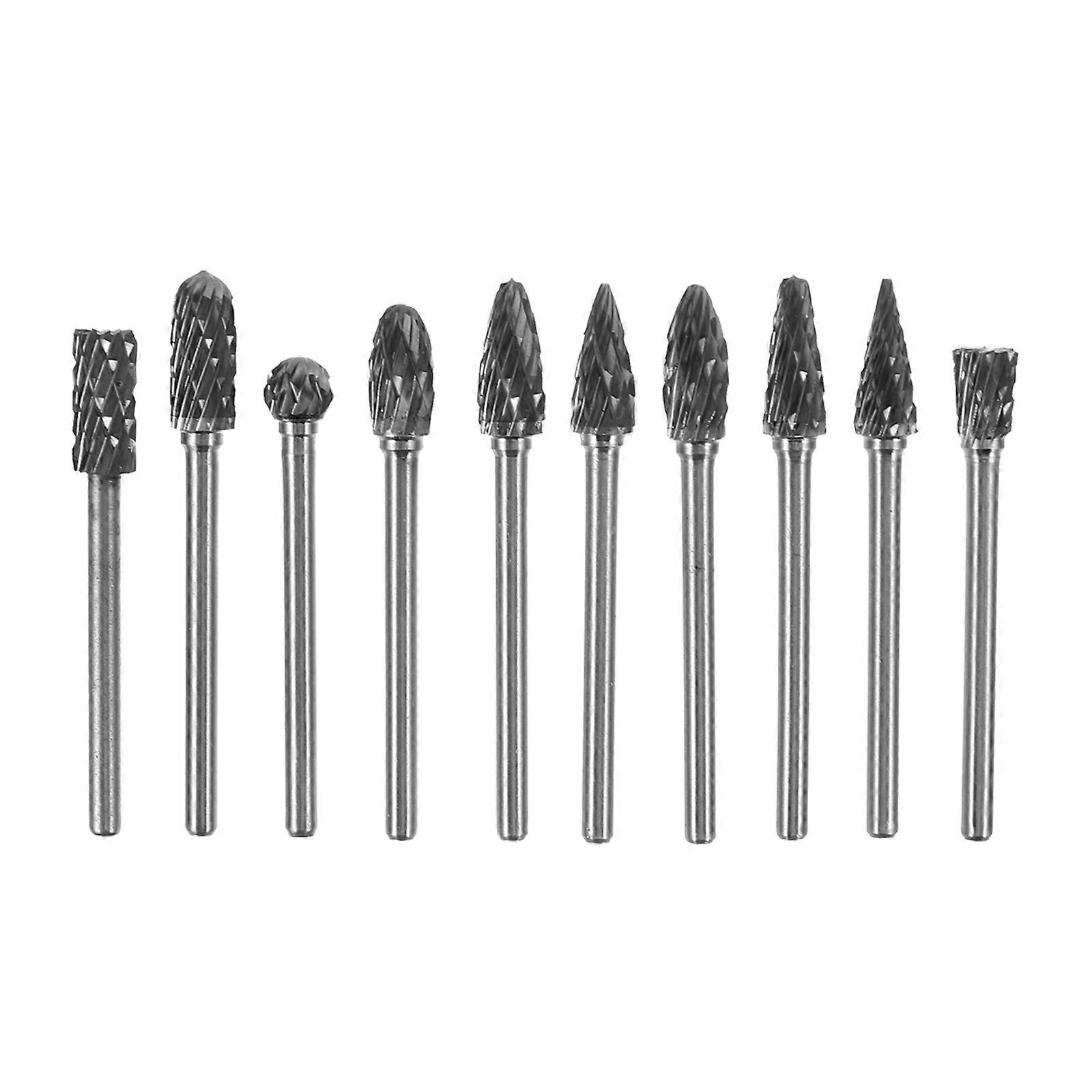Tungsten Steel Grinder Bits for DIY Use Compatible with Electric Grinders 10pcs Assorted Size