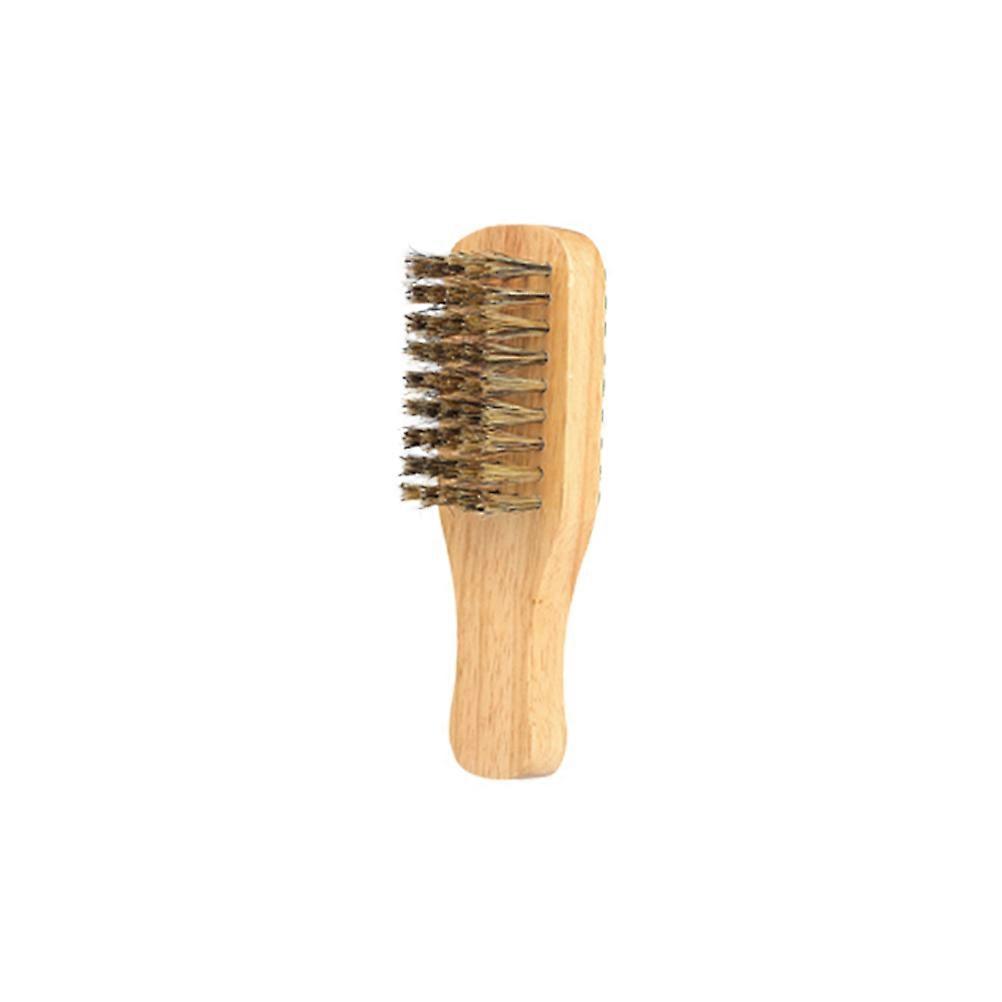 Chocolate Portable Men's Beard Brush with Plastic Bristles for Styling and Grooming Small Size