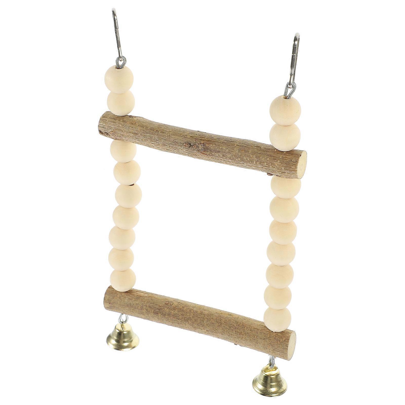 Parrot Stand Wooden Bird Swing for Playing Beige Multi-functional Toy Sturdy Structure