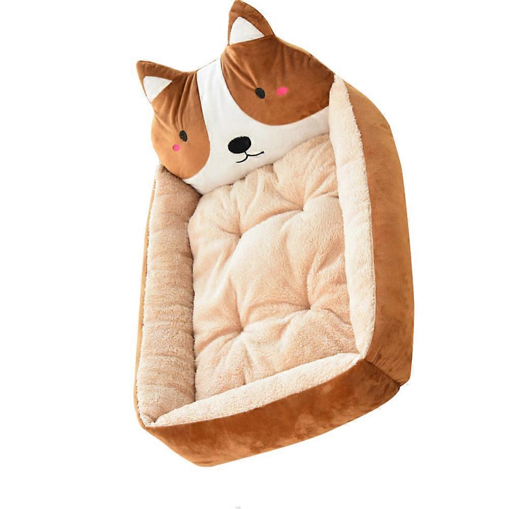 Puppy Dog Bed Semi-Enclosed Pet Nest Thickened Bed For Small Animals Warmth Comfortable Plush Material 60x50x14cm 1Set