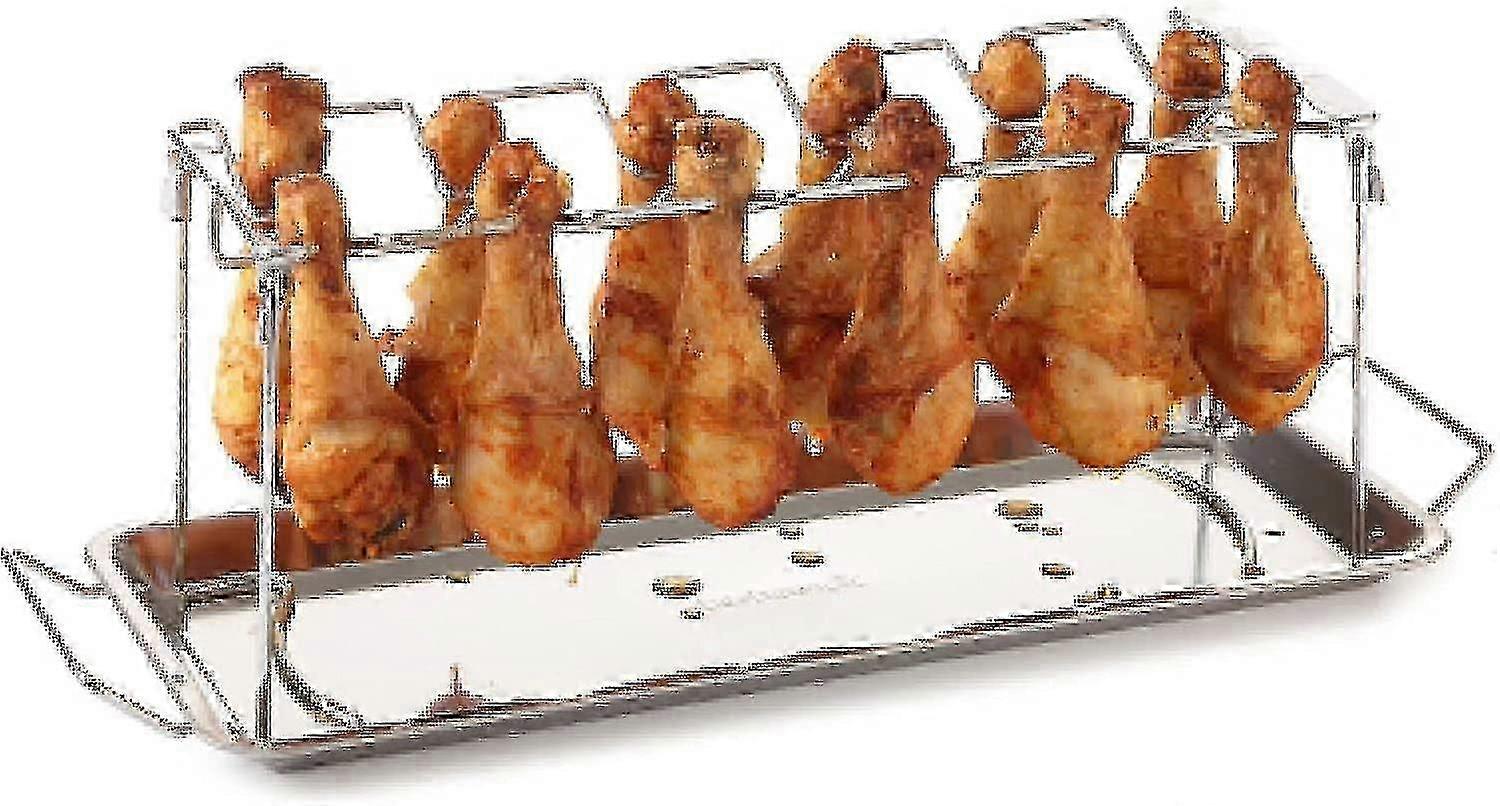 حامل أفخاذ الدجاج من الفولاذ المقاوم للصدأ ل 12 أرجل دجاج ، حامل شواء ، 37.5x15.5x2 سم HWY