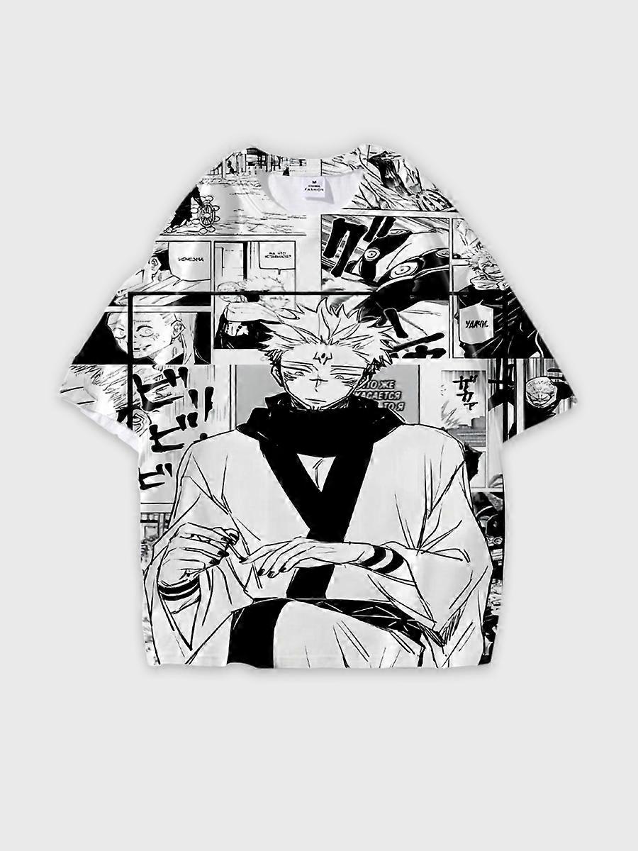 T-shirt round neck Character Pattern loose short sleeve P528