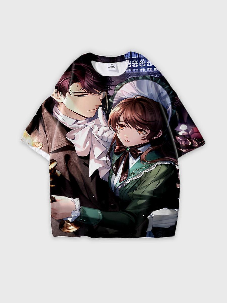 T-shirt round neck Role Pattern loose short sleeve E3209