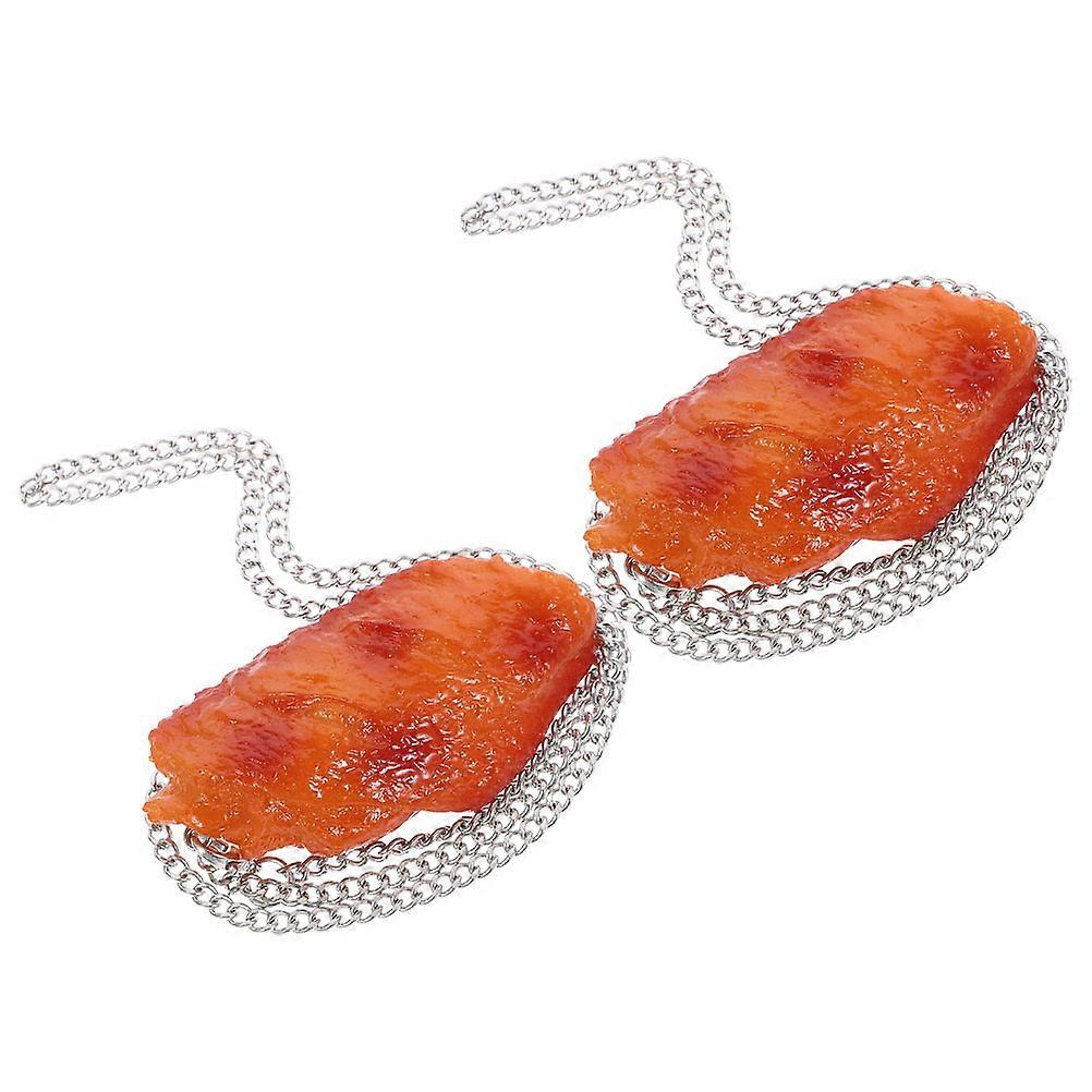 Creative Simulation Food Necklace with Realistic Fried Chicken Wing Pendant PVC and Metal Chain for Decor Multi 3D