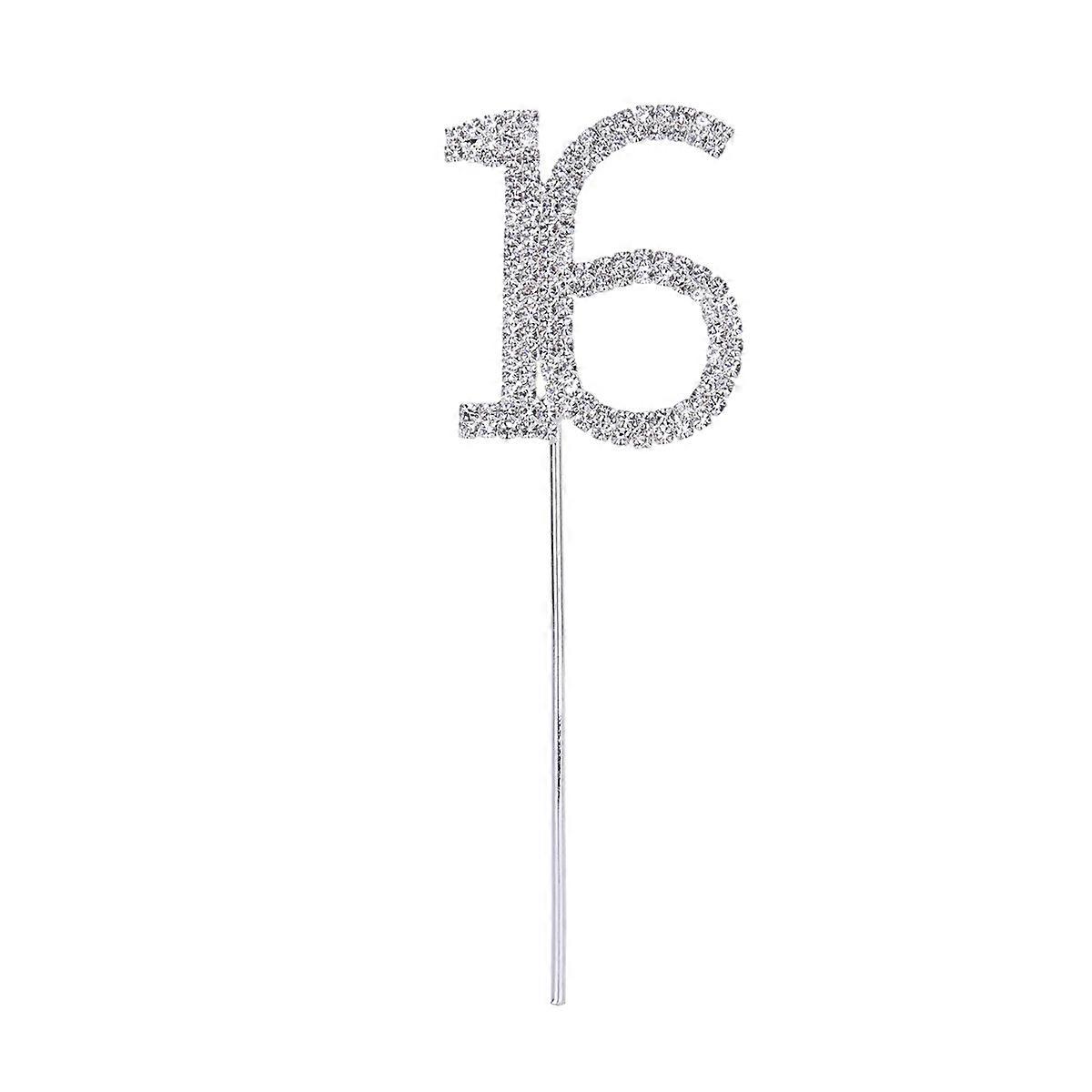 Rhinestone Cake Decorations 16th Birthday Number Shape Elegant Toppers For Birthday Party 1Set