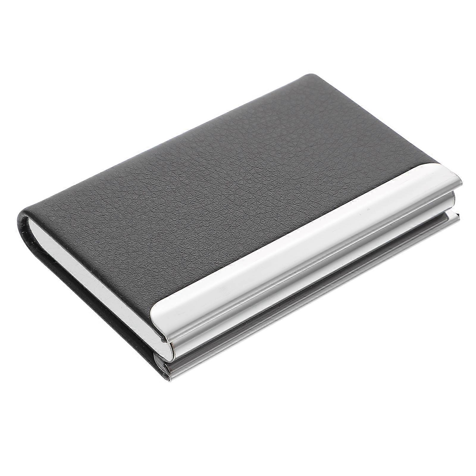 Visiting Card Case Business Card Holder Portable Black Large Capacity 1Set