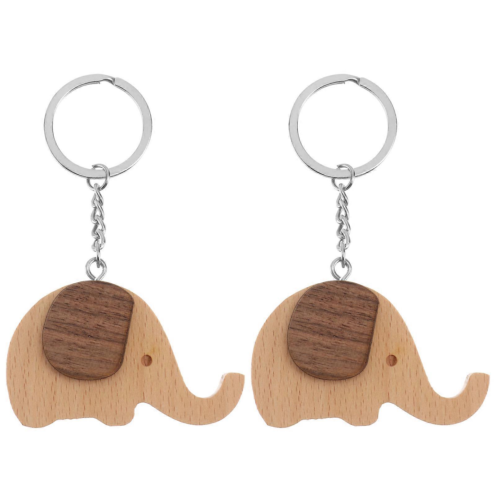 Creative Small Elephant Keychain Made of Synthetic Material for Decoration Chocolate Color Multipurpose 2 Pieces