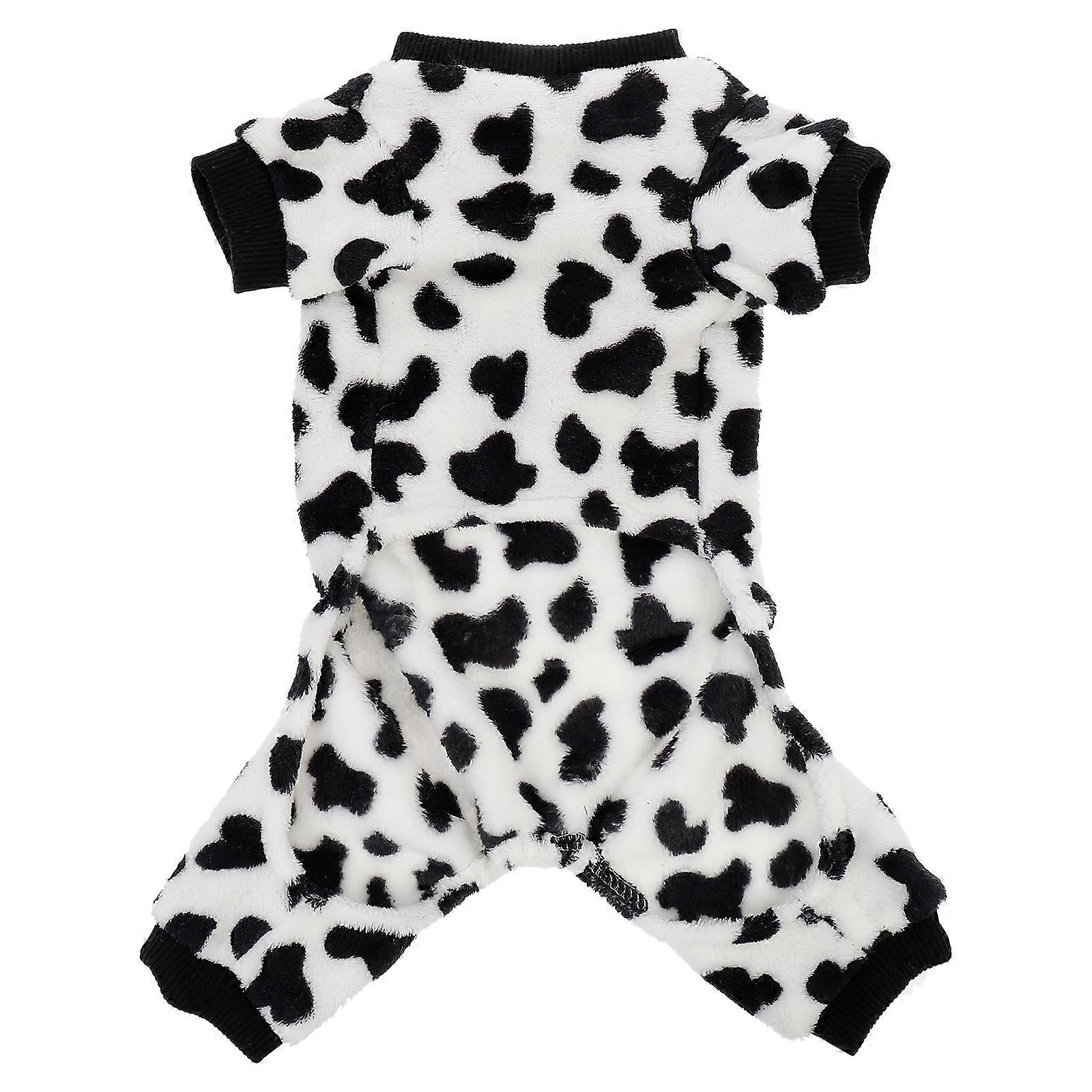 Cow Spot Pattern Soft Polyester Dog Coat for Autumn Winter – Warm and Stylish Pet Pajamas for Small Dogs