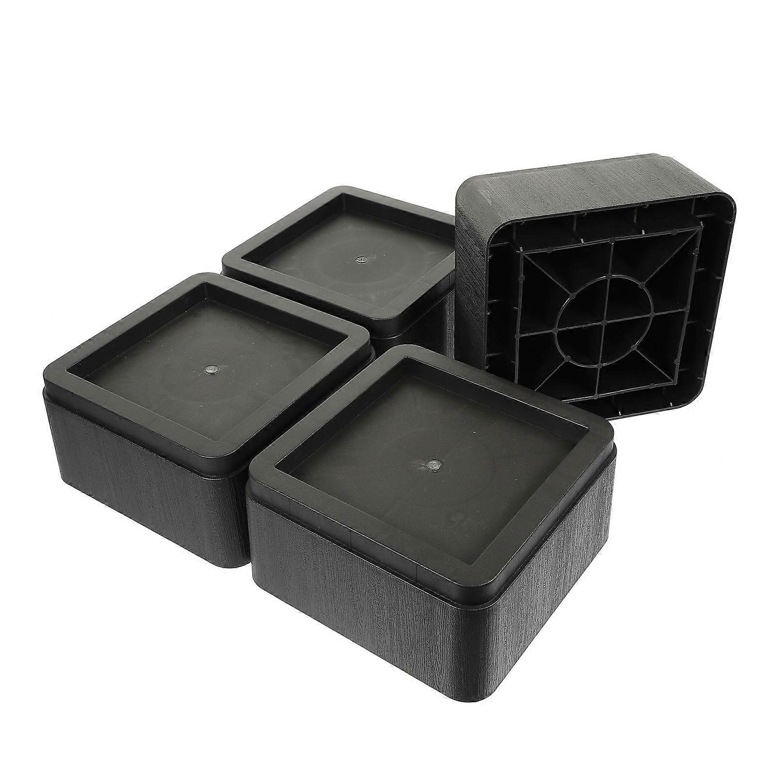 Black Bed Risers with ABS Material for Home Use and Stable Furniture Lifts 4 Pcs