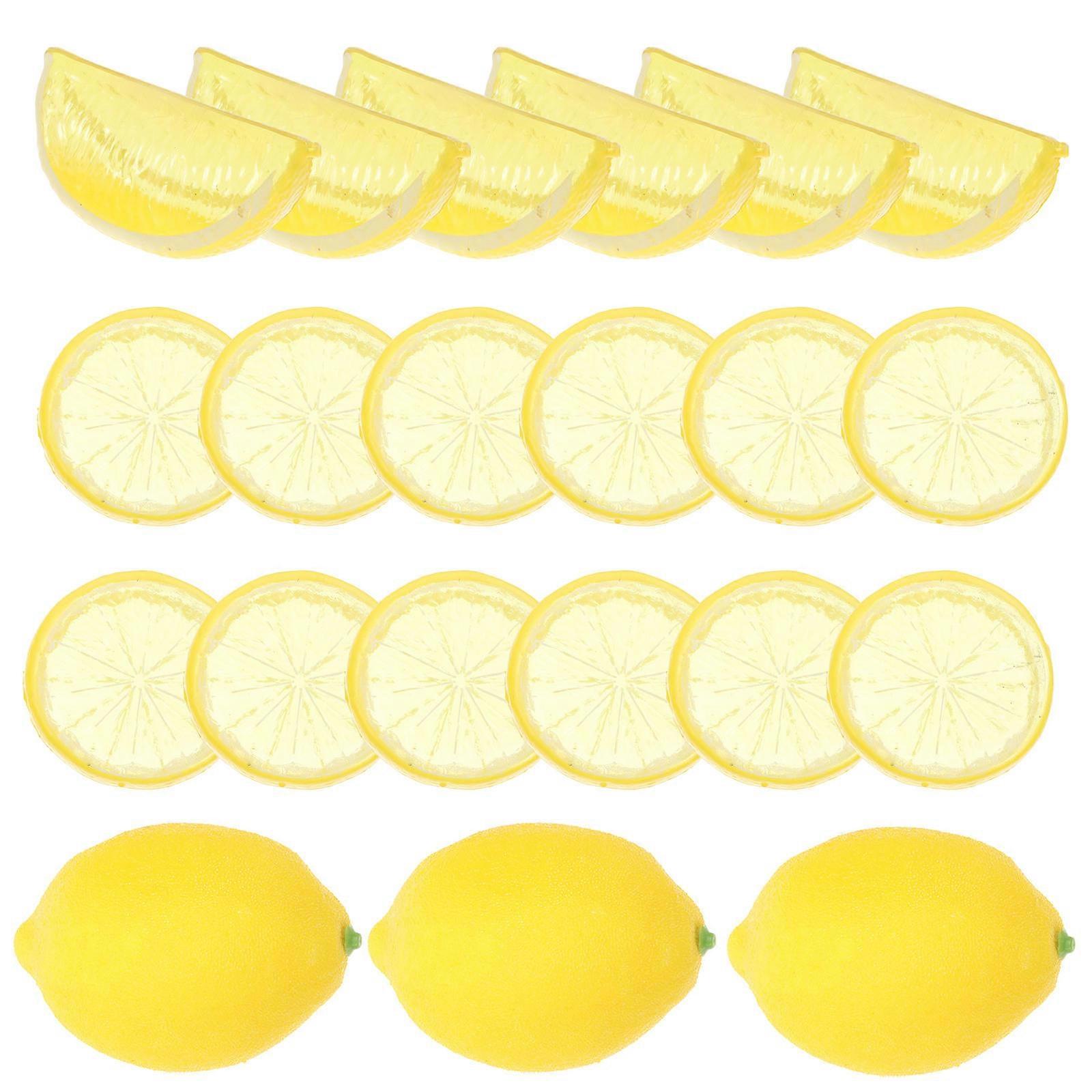 21pcs Artificial Lemon Slices Fake Fruit for Home Decor Realistic Fruit Model for Photography and Table Decoration