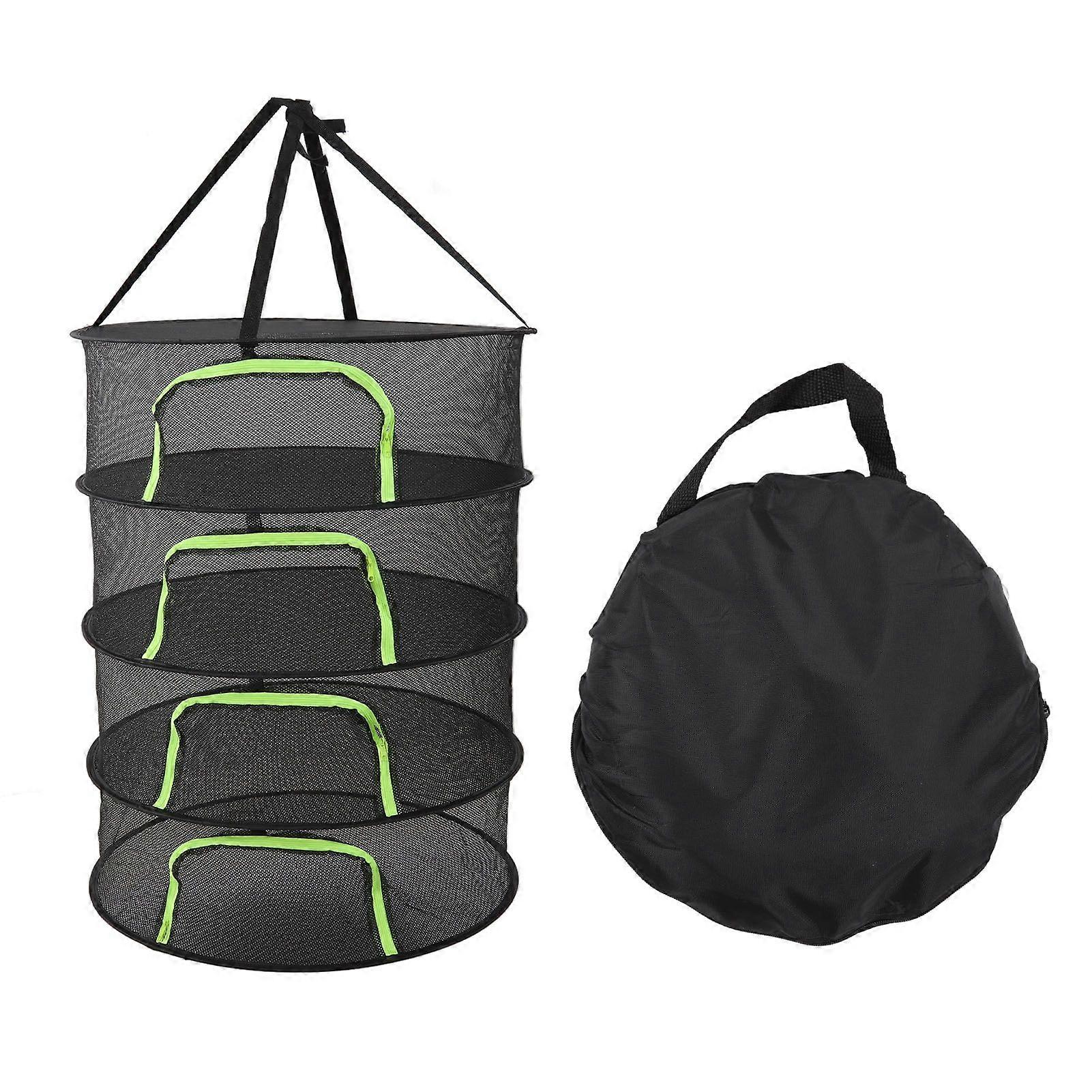 Foldable Plant Drying Net Multilayer Zipper Closure Design 60cm Diameter Herb Buds Dry Net with Storage Bag 4 Layers