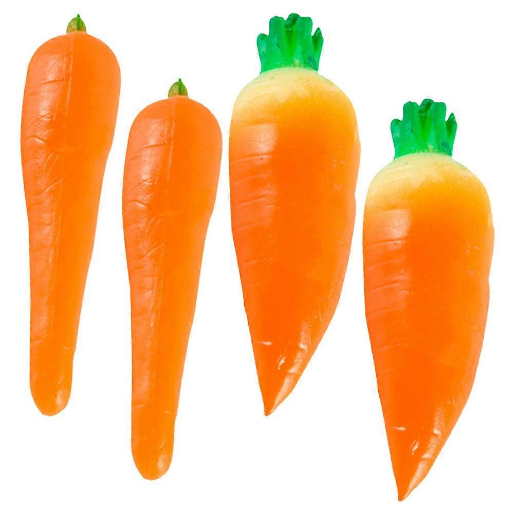 Mini Carrot Shape Simulation Decoration 4Set Realistic Design Kitchen Decor PVC Fake Vegetables