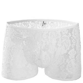 Lace Style Mens Transparent Underkläder svart vit Boxer andningsbara underkläder