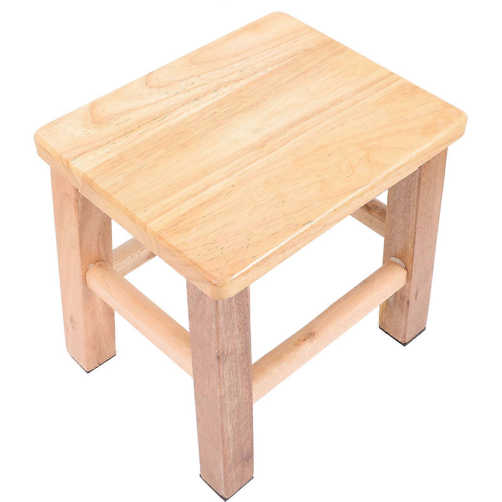 Solid Wood Shoe Changing Stool For Children Home Use Portable Khaki Step Stool With Non-slip Surface 1Set