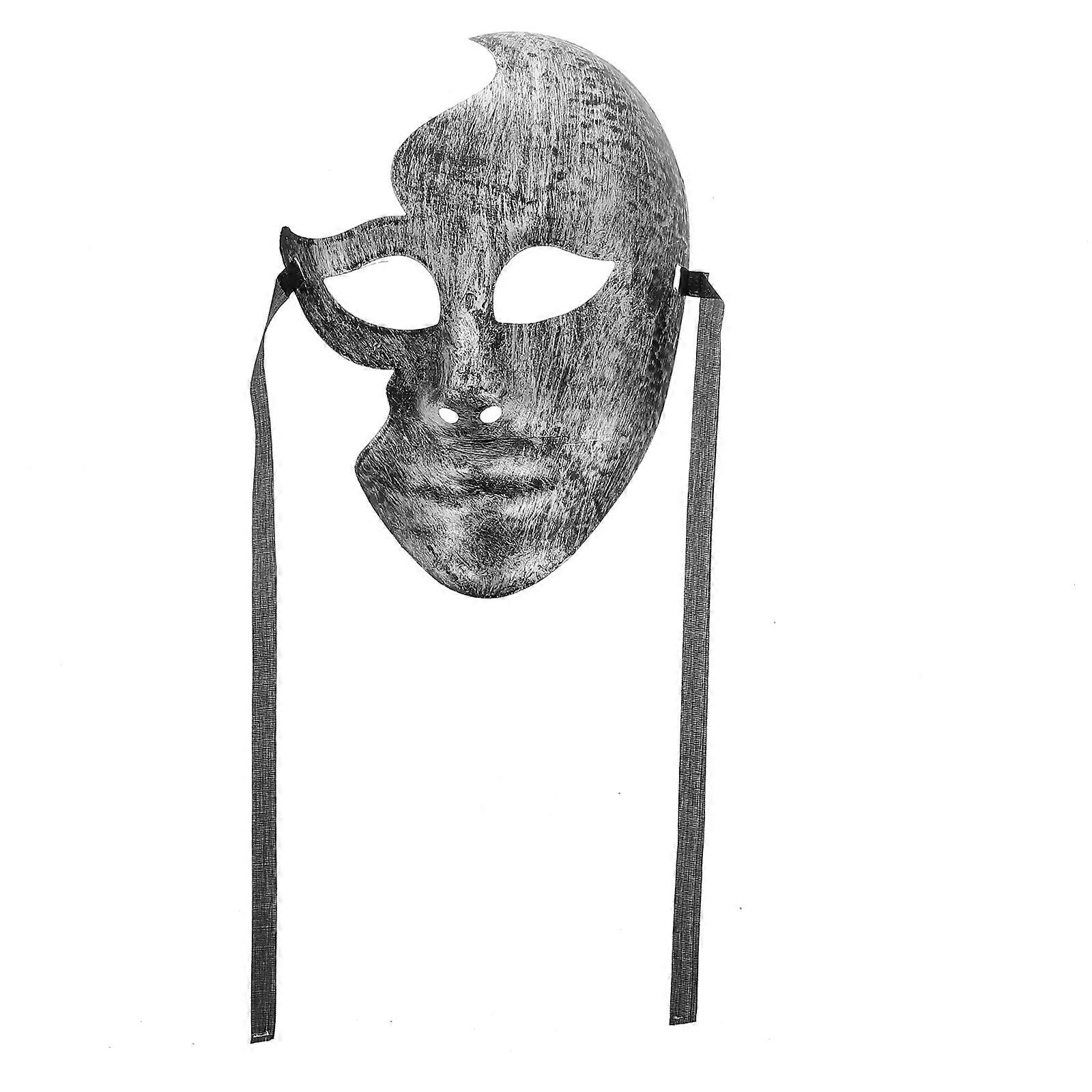 Masquerade Mask 2Pack Half Face Decorative Prop For Adults Halloween Theme Party 24X17.5CM Silver