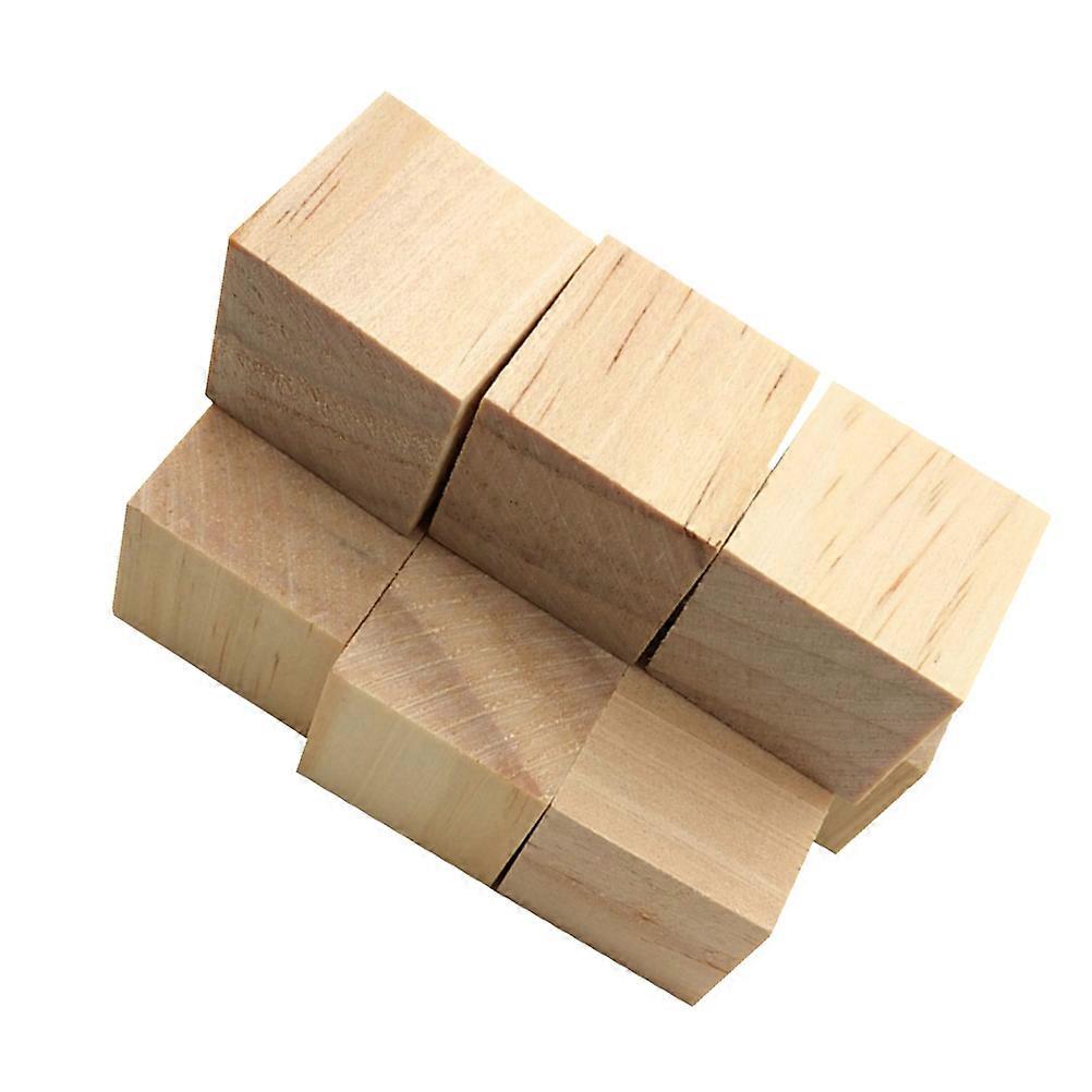 Wooden Cube Block 24Pcs Light Yellow Craft Blocks For Kids Educational Playing Activities