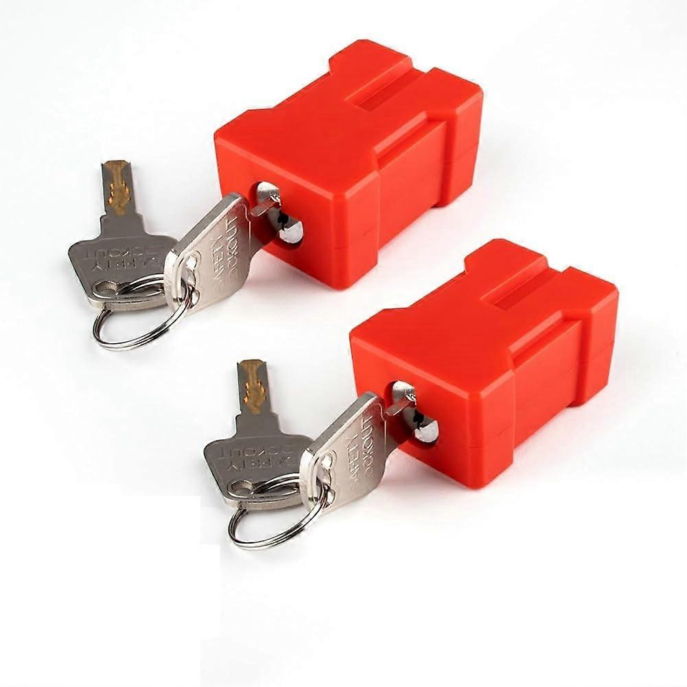 2 Sets of locking devices for electrical plugs, electric disconnection service, suitable for US standard outlets with 2 and 3 prongs.