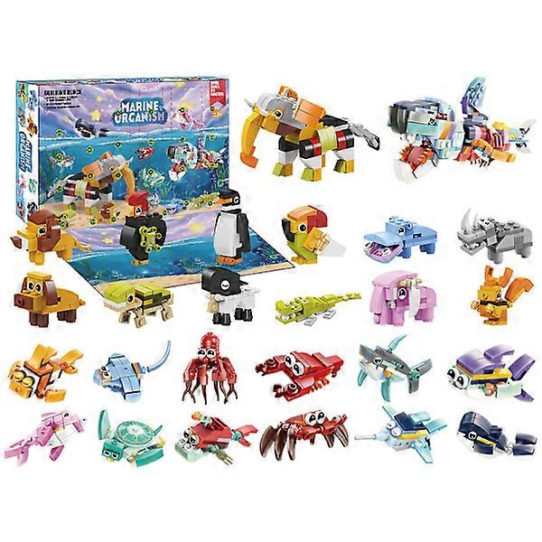 Advent Calendar 2024 - Building Blocks 24 pcs, 24 Days Christmas Countdown Calendar, Christmas Building Blocks