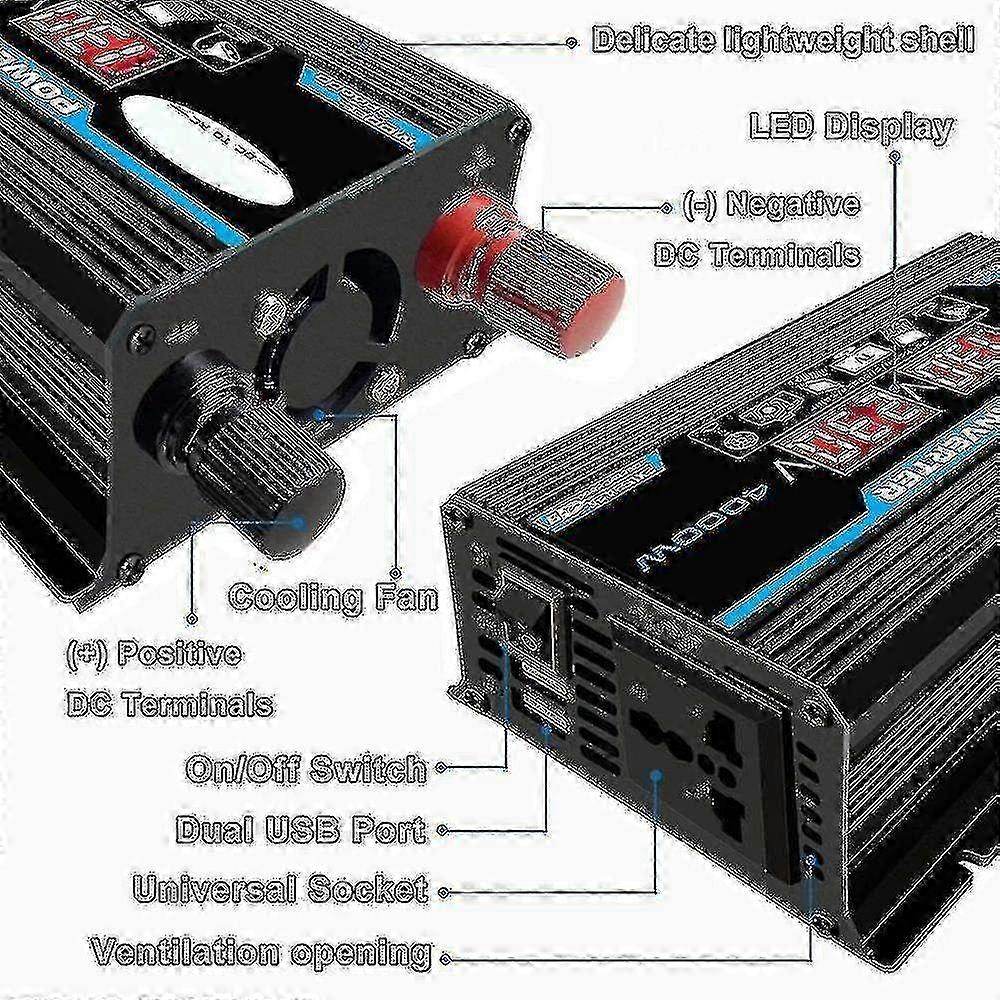 4000W Pure Sine Wave Power Inverter 12V DC to 220V AC Converter with ...