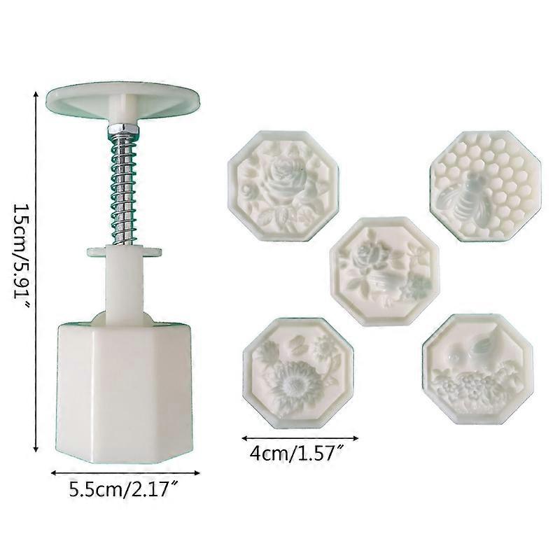 50g DIY 3D Mooncake Mold Flowers & Bee Patterns Shaped Mooncake Mold Press Safe Mooncake Mold for Mid-Autumn Festival E7CB