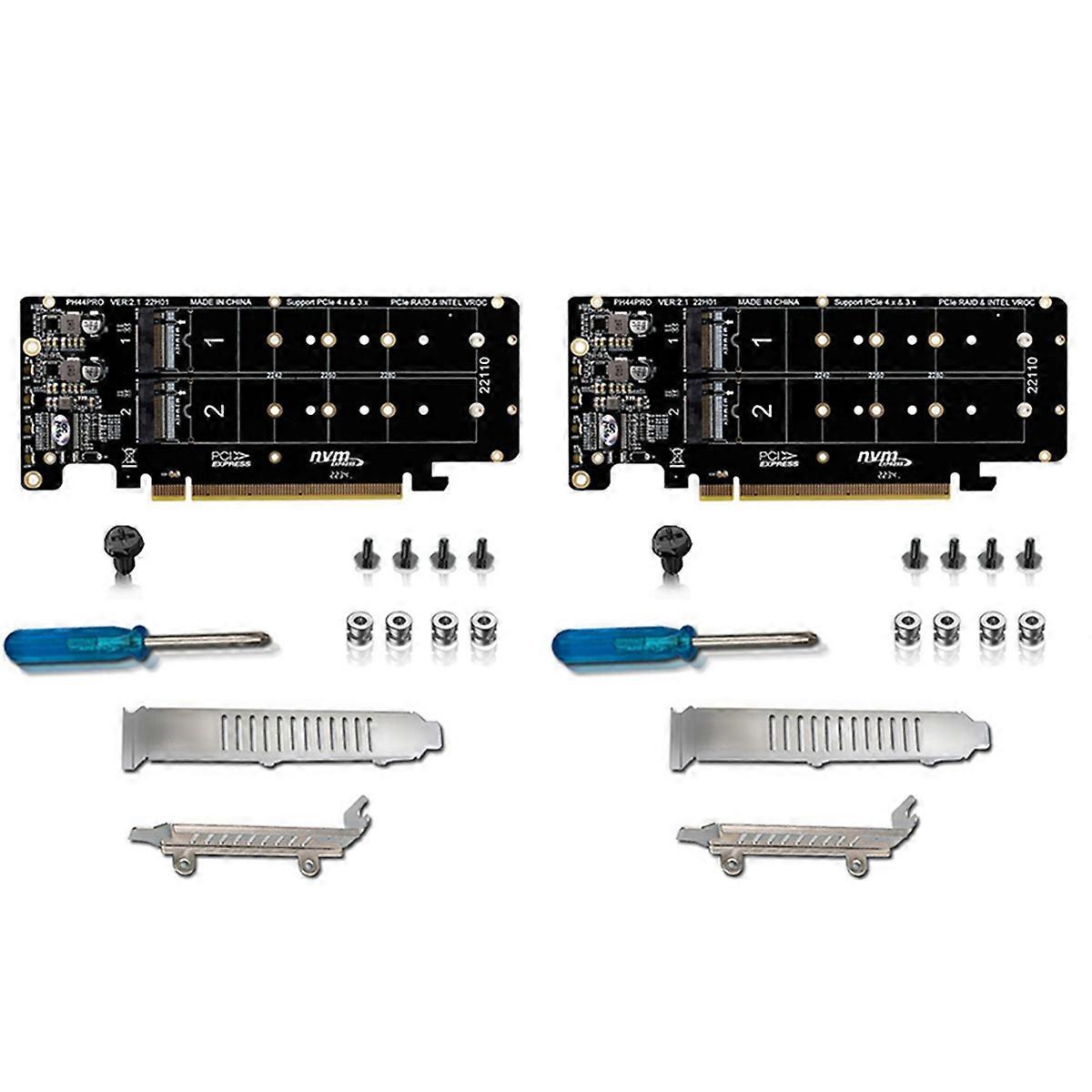 2X PCIE X16 to M.2 M-Key NVMEx4 SSD 2U Server Riser Card Double-Sided 4-Disk NVME PCI-EX16 Split Car