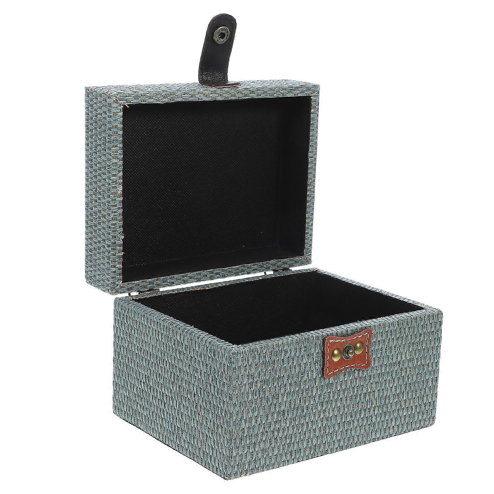 Retro Style Storage Box Keepsakes Organizer Box People Needing Additional Storage Rectangular Shape Blue Color 18.00X14.00X12.30CM 1Pcs