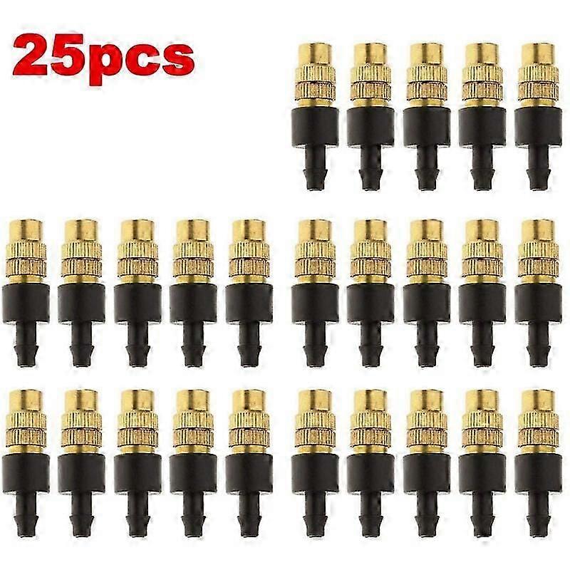 Adjustable Brass Sprayer Atomizing Nozzle, Drip Irrigation, Garden Cooling 4/7 Capillaries, 25Pcs