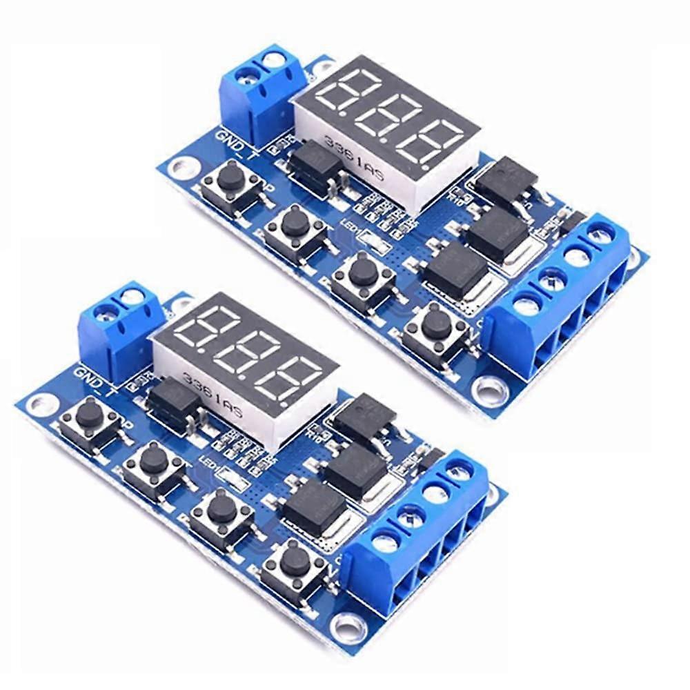 DC12-24V MOS Digital Time Delay Relay Module with Adjustable Timing Control, Cycle Timer Switch Board, 2pcs Set