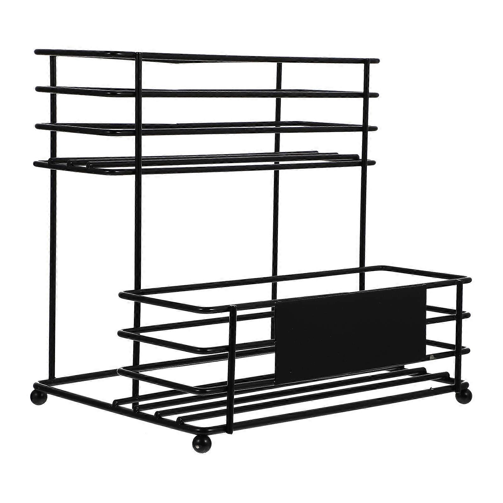 Syrup Dispenser Rack Functional Storage Solution For Home 27X20X26CM Black Sturdy Design 1Set