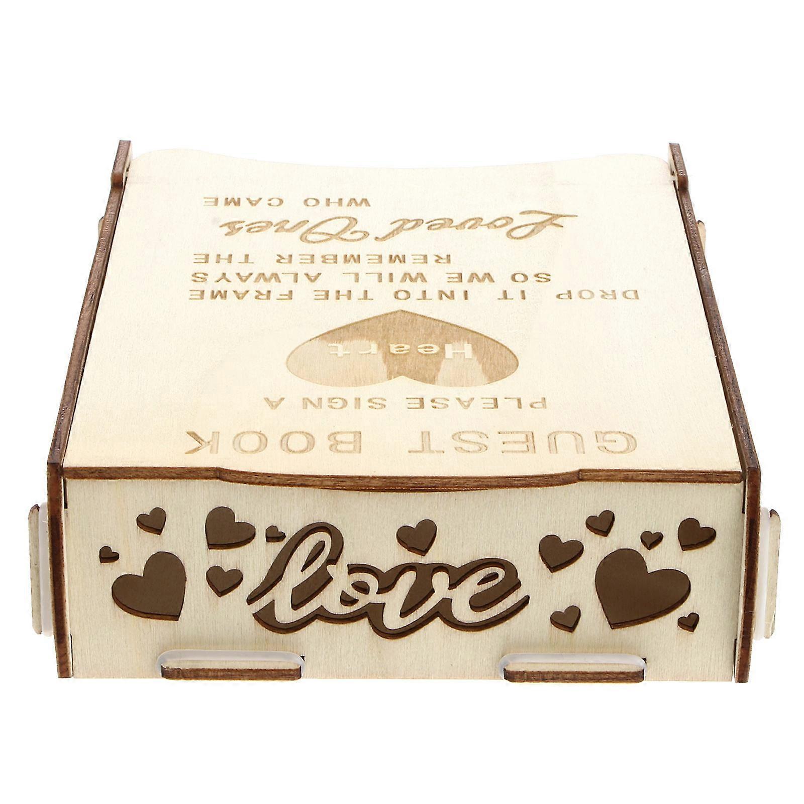 Rustic Shape Drop Box for Signature Collection Guest Book 1 Set Wooden Style