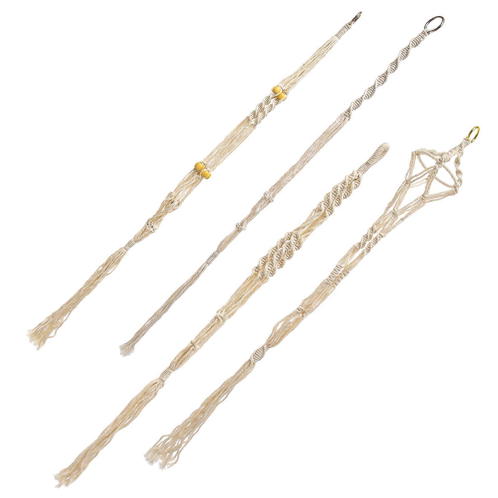 4pcs Macrame Plant Hanger Set, Cotton Rope Tassel Design, Indoor Hanging Planter Basket Holder, Boho Style Decorative Pot Holder for Home Window