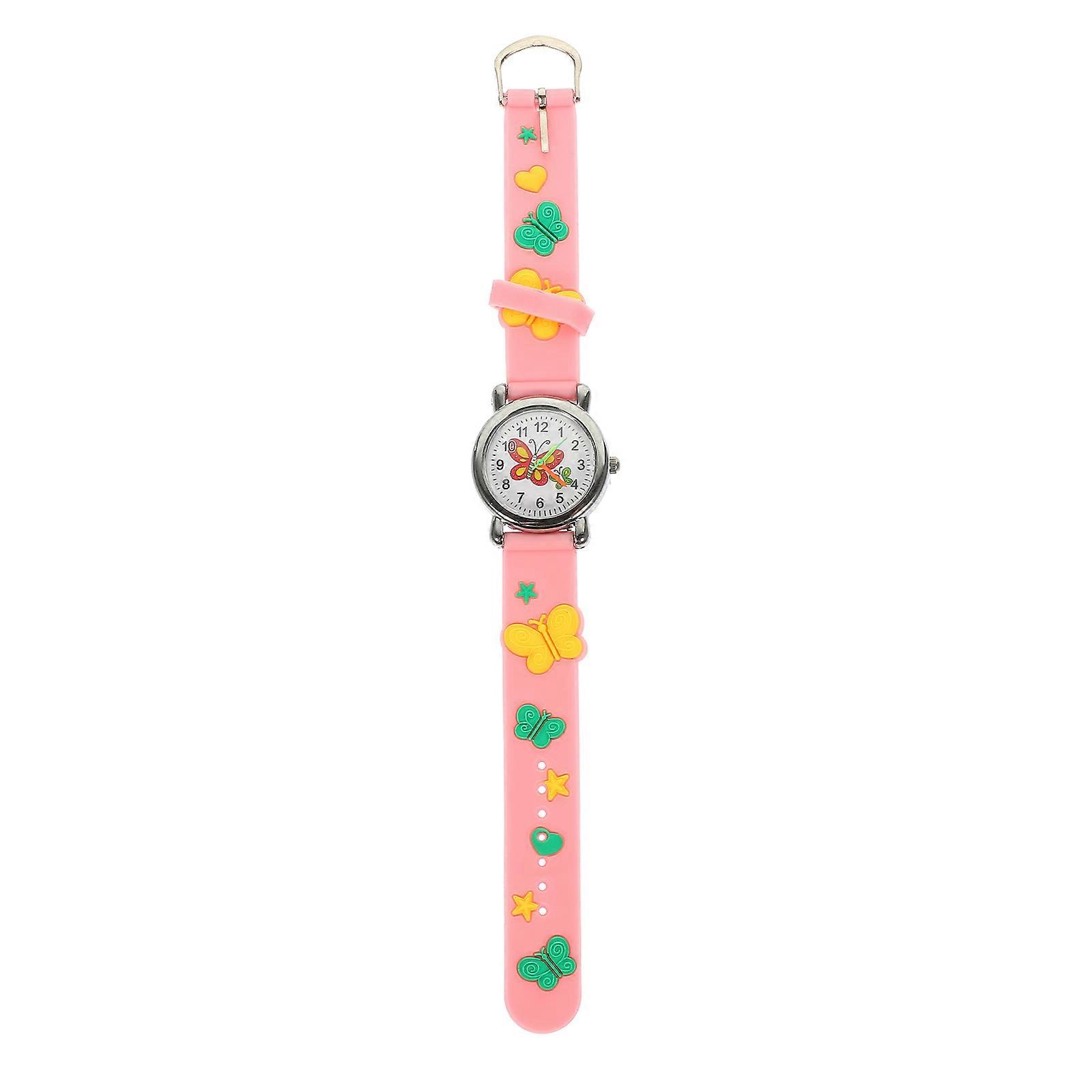 Cute Butterfly Pattern Analog Watch, Lightweight Design for Students and Young Learners Awareness