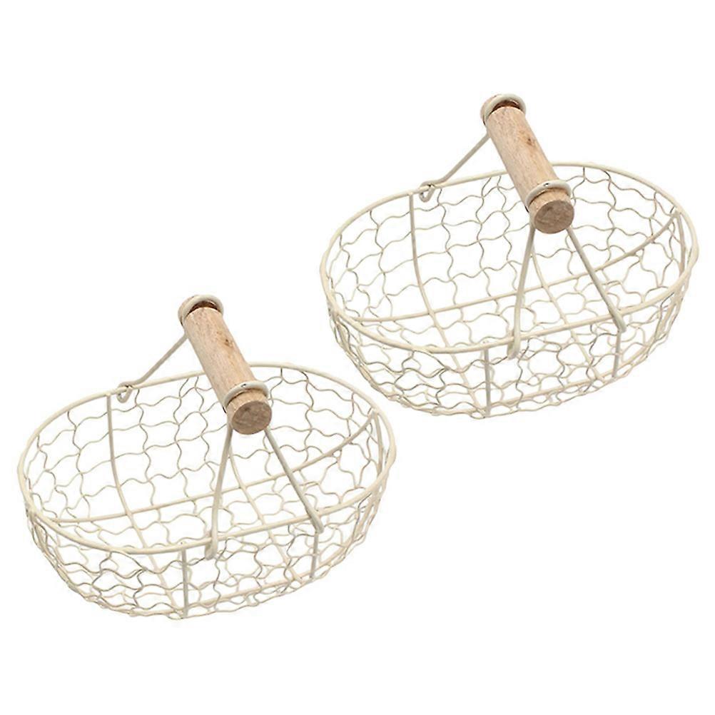 2pcs Vintage Iron Storage Baskets for Fruit Bread Home Supplies