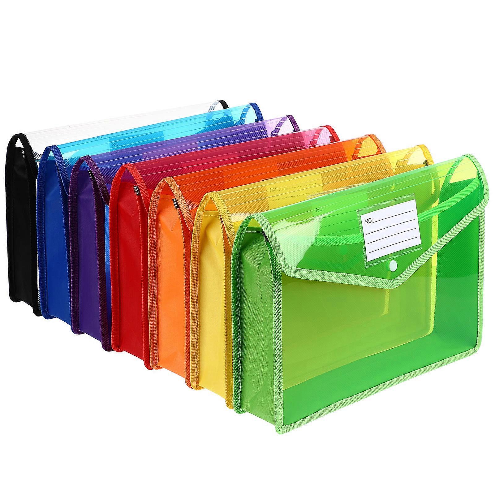 Multi Color Plastic Document Envelopes With Snap Closure A4 Size File Folders For School And Office Organization 7Pcs