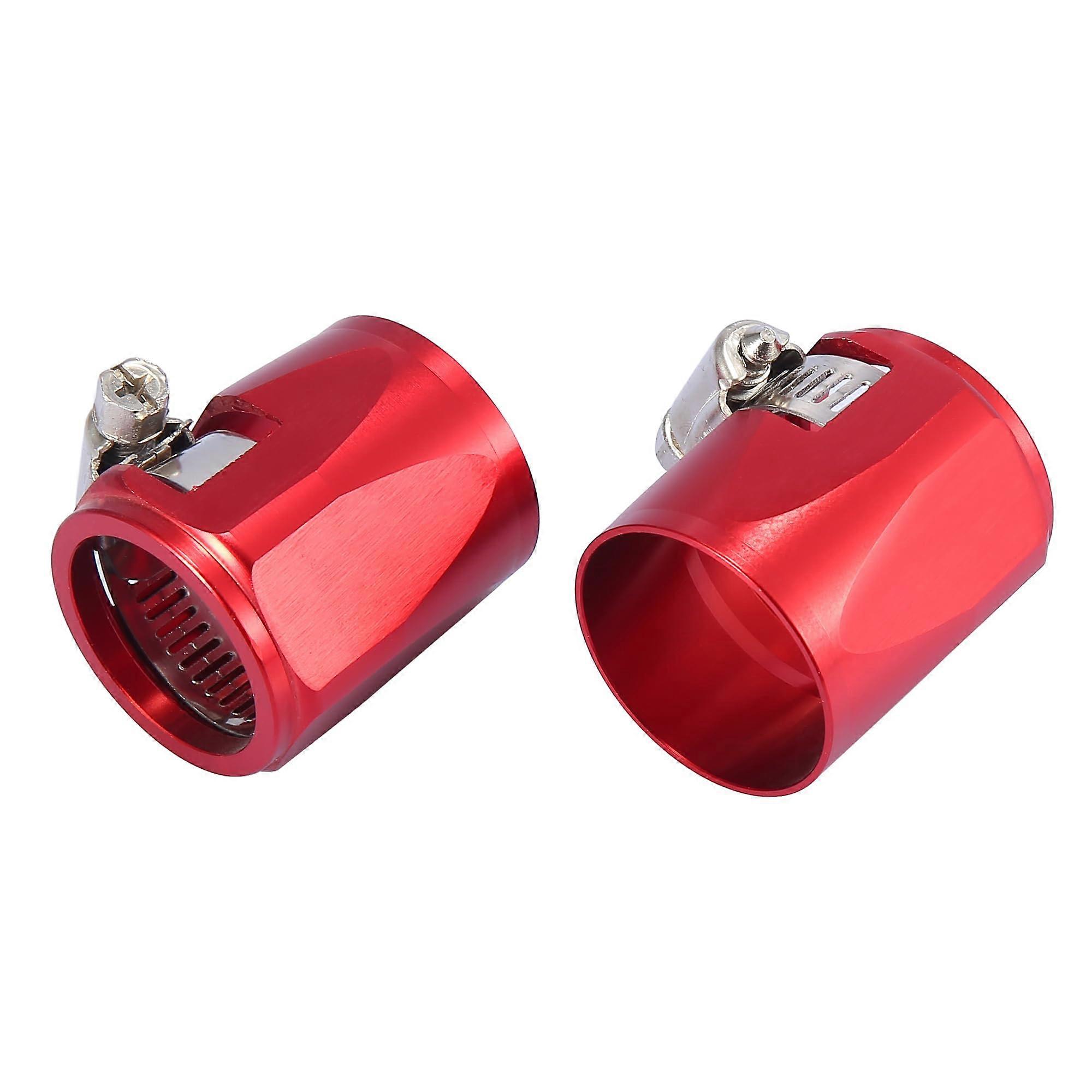 AN18 Hex Hose Finisher Clamp Adapter Fitting Red Pack Of 2 For Car