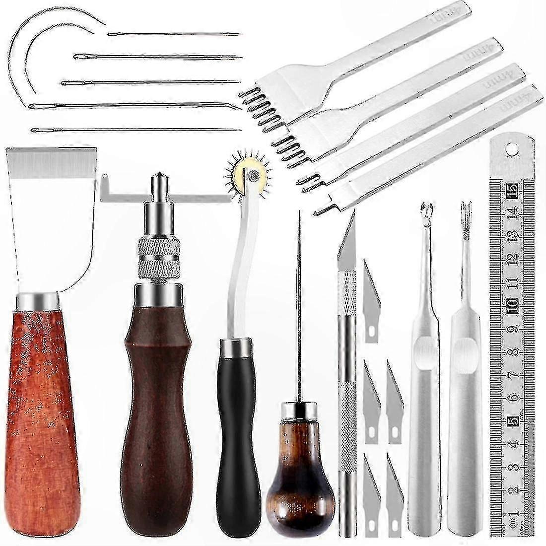 Leatherworking Tool Kit with ing Punches and Carving Tools for Handcrafted Projects