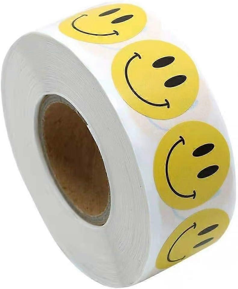 500Pcs Yellow Happy Face Circle Dot Stickers Round Adhesive Labels 500 Labels on a Roll DIY Gift Packing HG