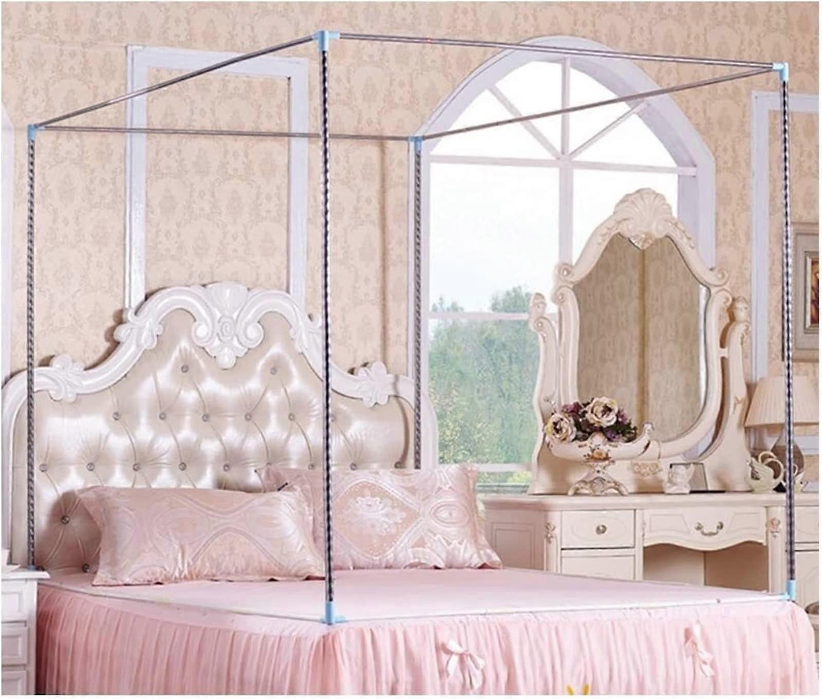 Mosquito Net Holder for Bed Canopy, Stainless Steel 4-Corner Frame, 22mm Posts, 1x2m Twin Bed Compatible