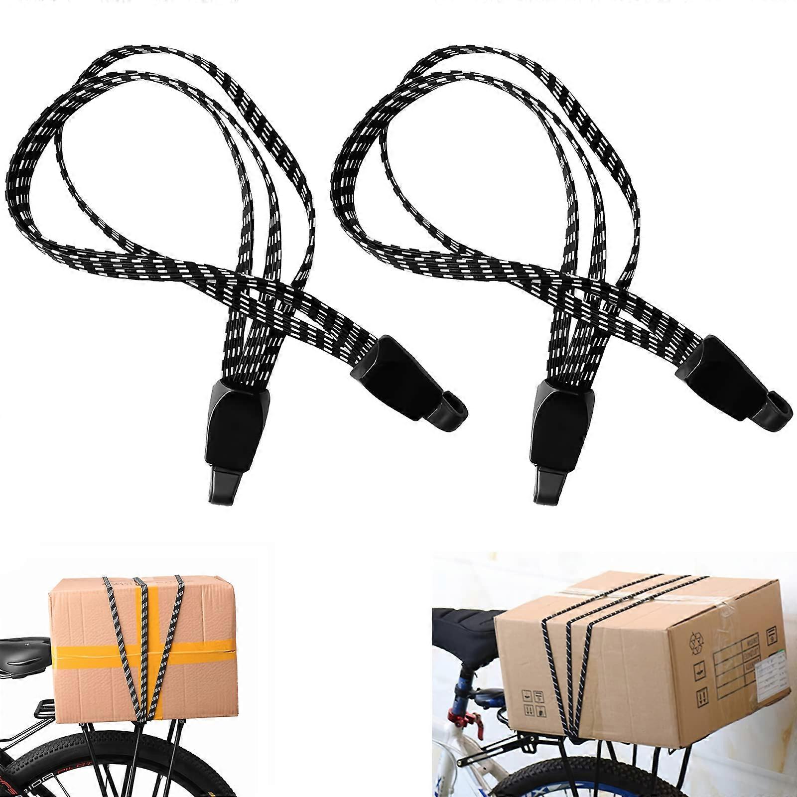 Bicycle Tie Down Strap Pack of 2, 65 cm Adjustable Elastic Luggage Straps with Hooks, Pannier Rack and Motorcycle Helmet Compatibility