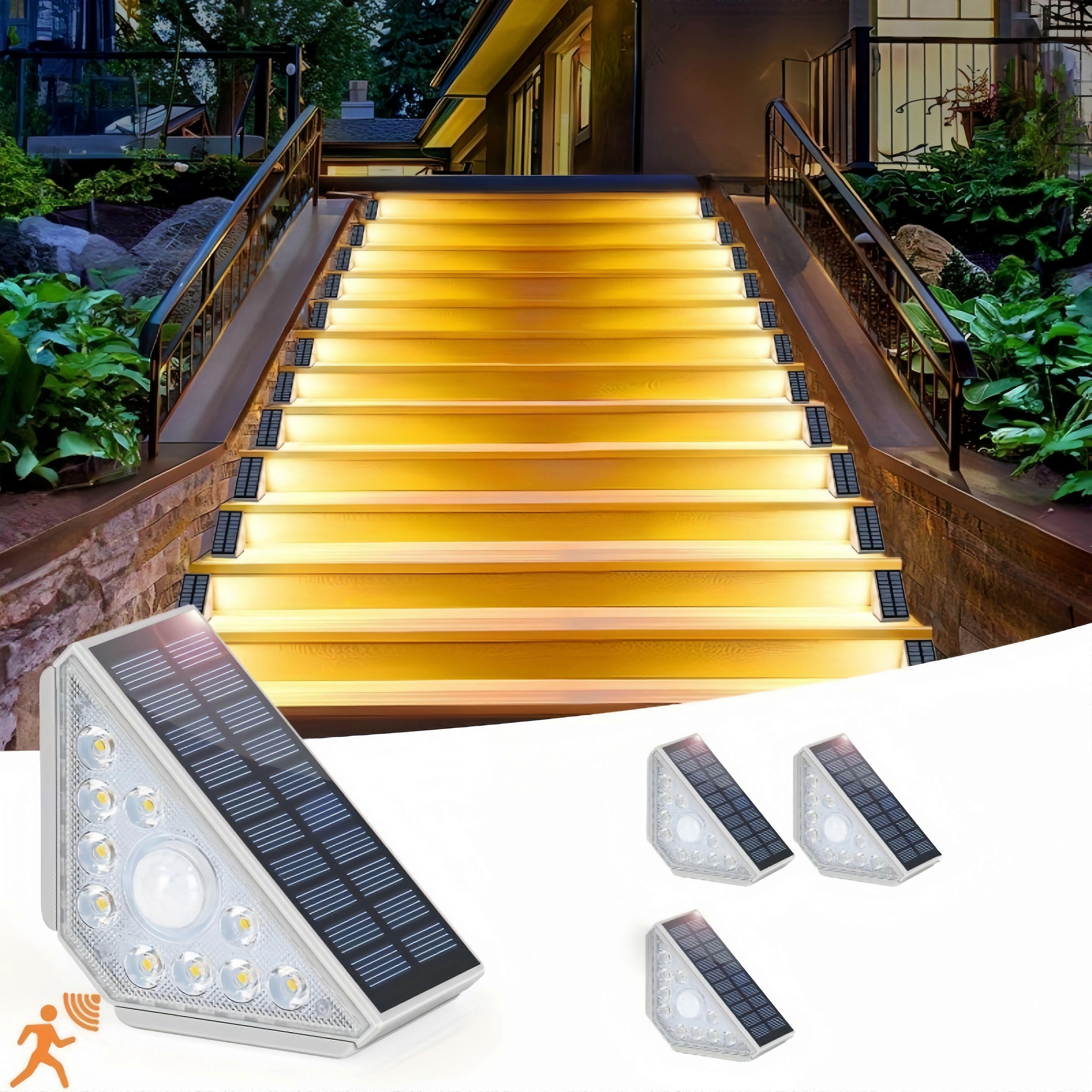 أضواء الخطوة الشمسية LED أضواء درج خارجية مقاومة للماء ، أضواء الديكور الشمسية على سطح السفينة الشمسية للفناء ، الفناء ، الحديقة -HK814