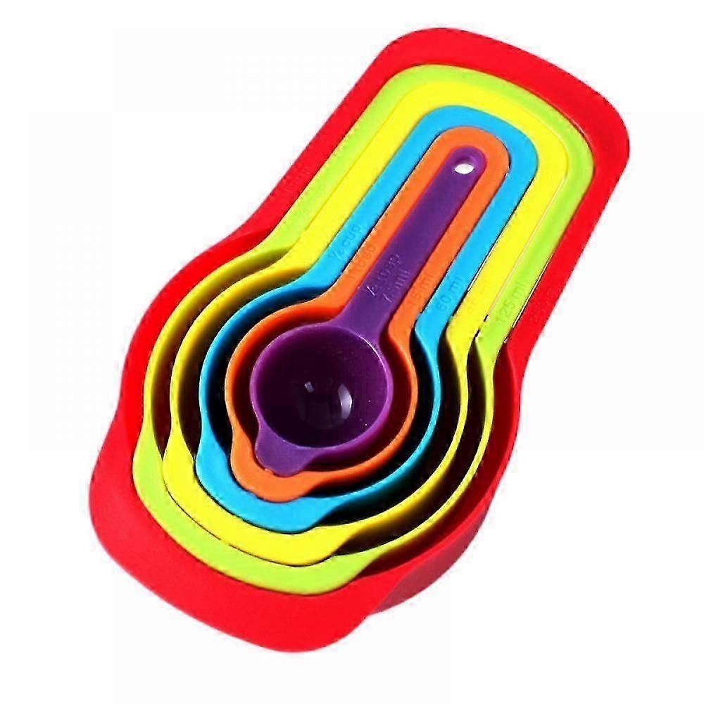 SSRGV 6 Pieces Measuring Cups and Spoons Set Color Plastic Measuring Cups Measuring Spoons Stackable for Measuring Dry and Liquid Ingredients Suitable