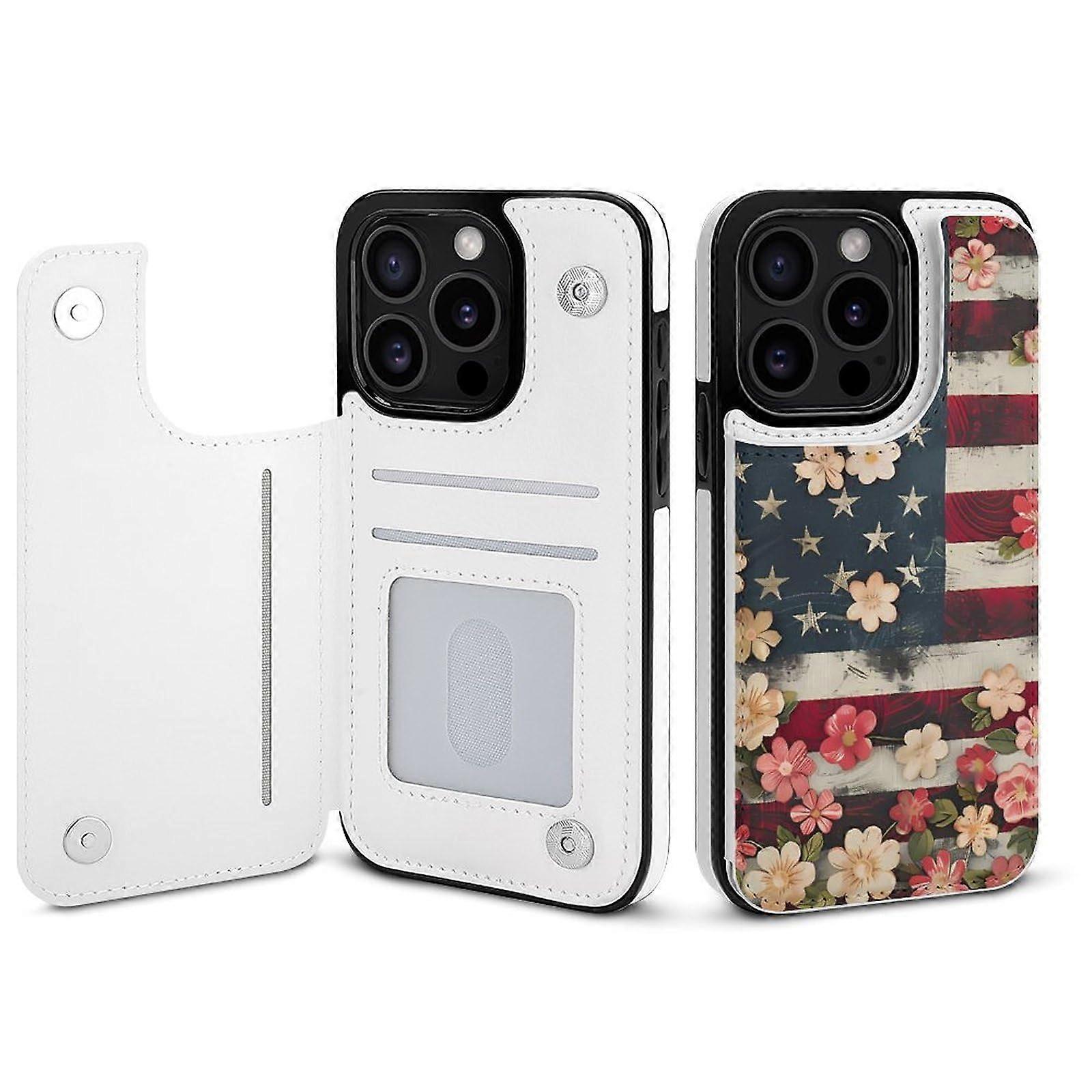 American Flag Floral Pattern Case Protective Cover for iPhone 15 15 Plus 15 Pro 15 Pro Max