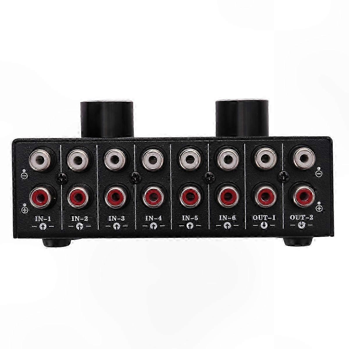 6-in-2-Out and 2-in-6-Out Stereo Signal Switcher with RCA Interface for Headphones and Speakers Manual Selection Audio Adapter